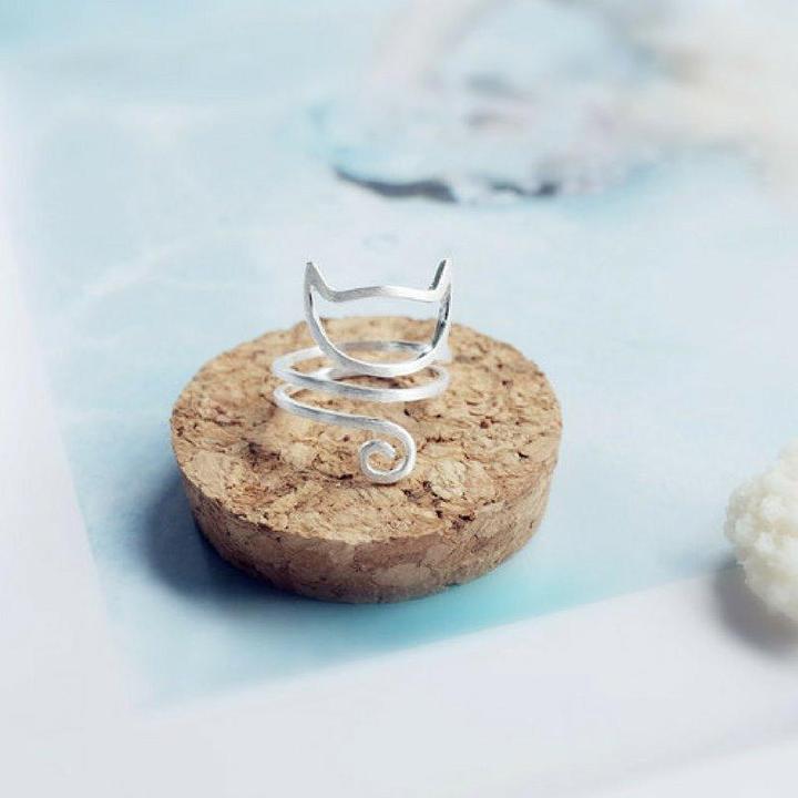 Bague Chat En Argent Massif - Modèle T51 - Bijou Vintage Ou Moderne - Occasion