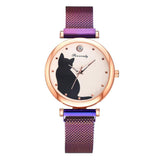 Montre chat coeur de femme