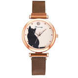 Montre chat coeur de femme