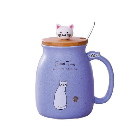 Mug minou couvercle Kawaii (Céramique)